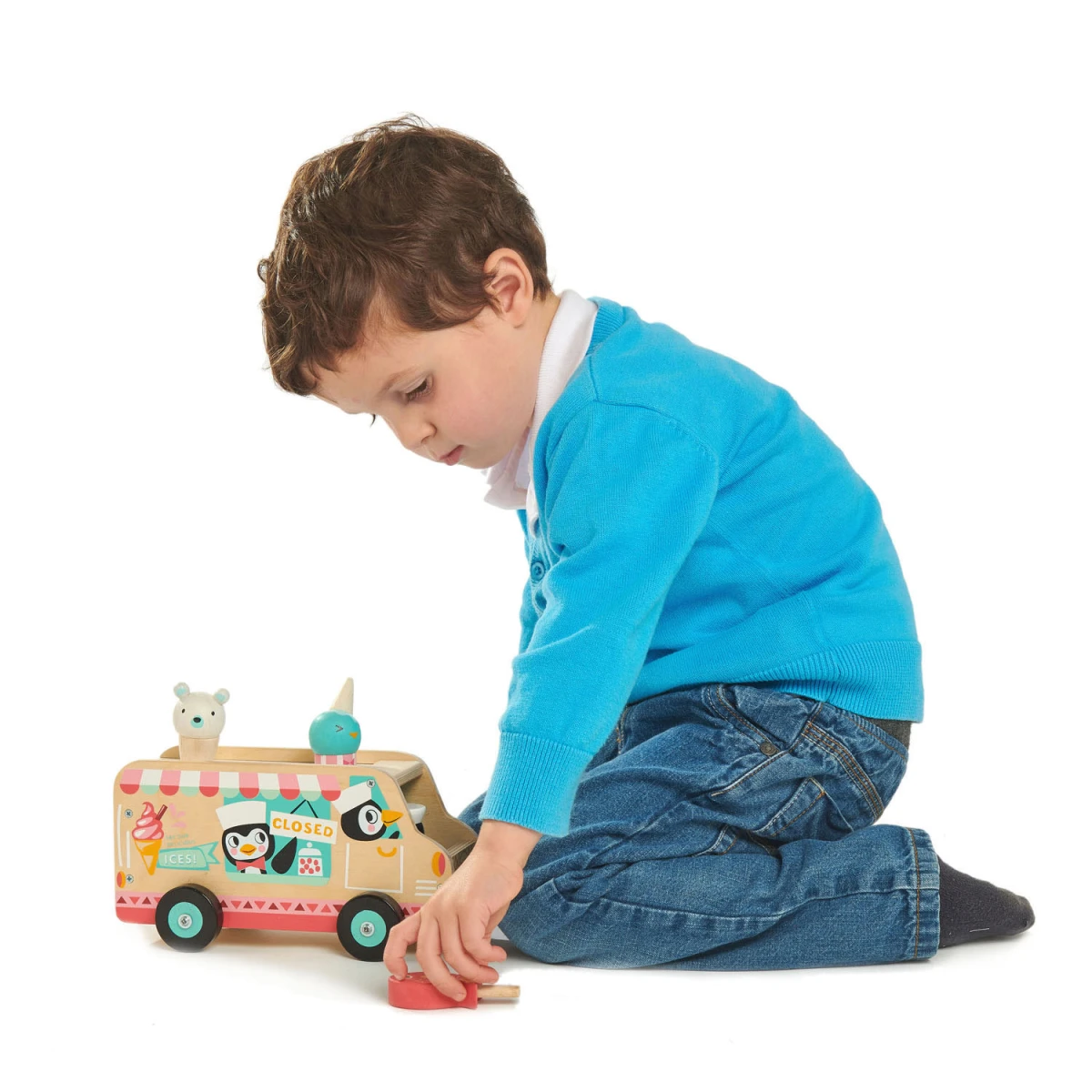 Drewniany samochód lodziarnia auto zabawka Tender Leaf Toys | Pan Piksel