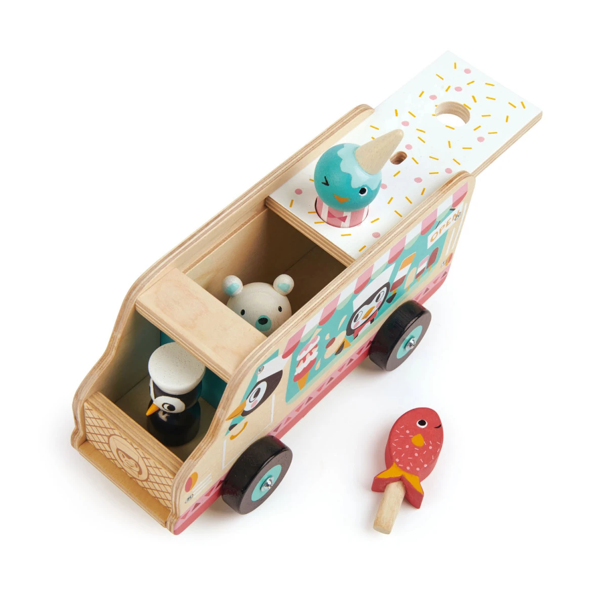 Drewniany samochód lodziarnia auto zabawka Tender Leaf Toys | Pan Piksel