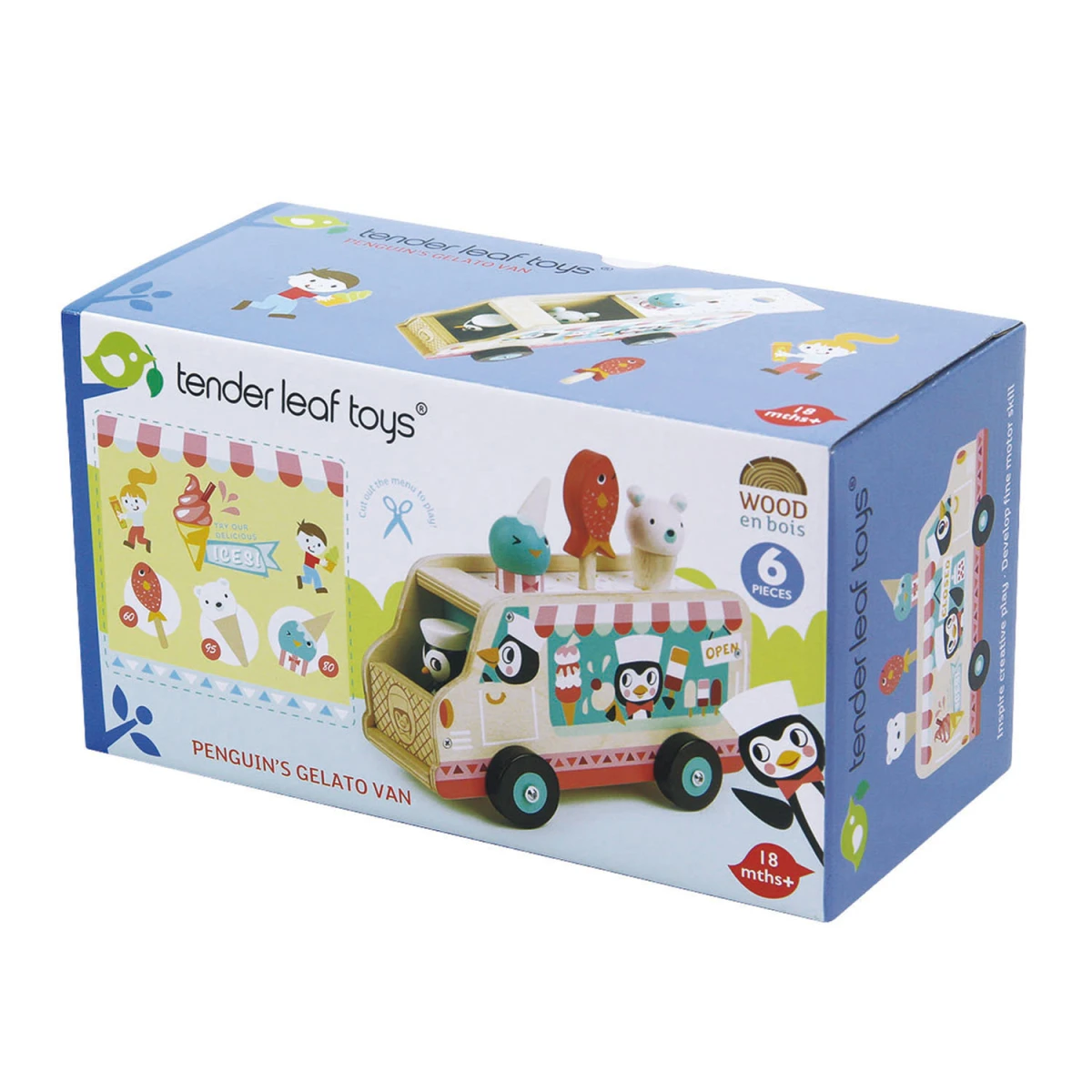 Drewniany samochód lodziarnia auto zabawka Tender Leaf Toys | Pan Piksel
