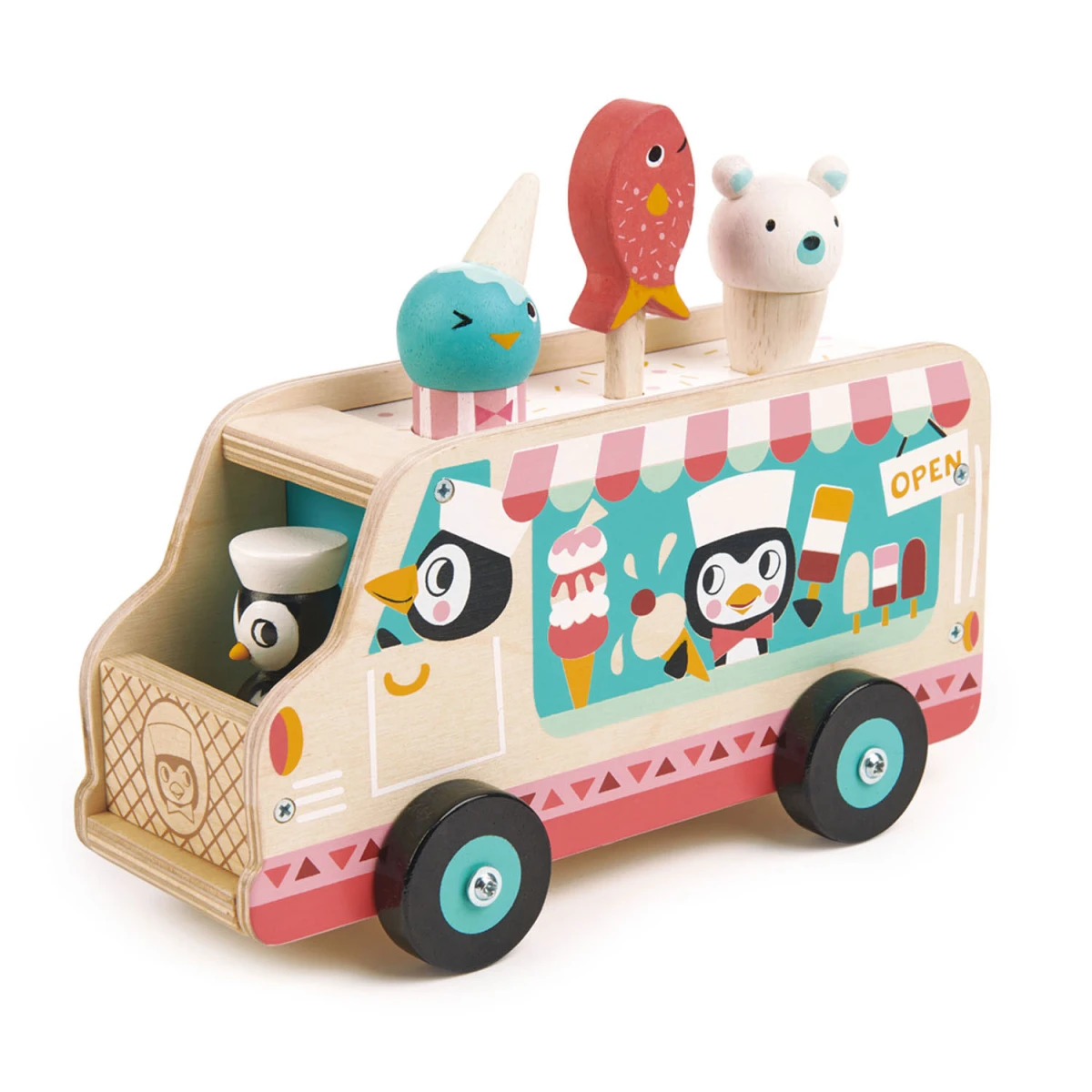 Drewniany samochód lodziarnia auto zabawka Tender Leaf Toys | Pan Piksel