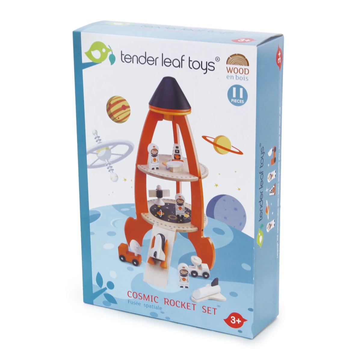 Drewniana zabawka rakieta kosmiczna Tender Leaf Toys | Pan Piksel