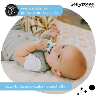 Gryzak dla dziecka Gwiazdki, miętowy, Jellystone Designs | Pan Piksel