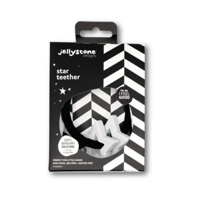 Gryzak dla dziecka Gwiazdki, czarno biały, Jellystone Designs | Pan Piksel