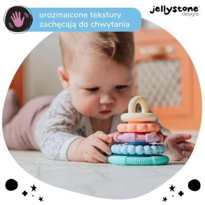 Silikonowy gryzak Mała Wieża, pastelowy, Jellystone Designs | Pan Piksel