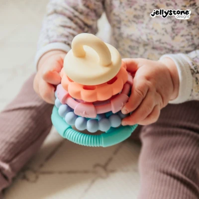 Silikonowy gryzak Mała Wieża, pastelowy, Jellystone Designs | Pan Piksel