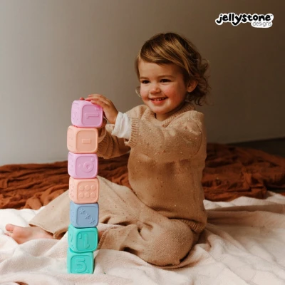 Kostki Edukacyjne, błękitny i miętowy, Jellystone Designs | Pan Piksel