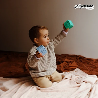 Kostki Edukacyjne, błękitny i miętowy, Jellystone Designs | Pan Piksel
