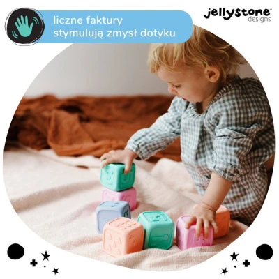 Kostki Edukacyjne, guma balonowa i brzoskwiniowa, Jellystone Designs | Pan Piksel