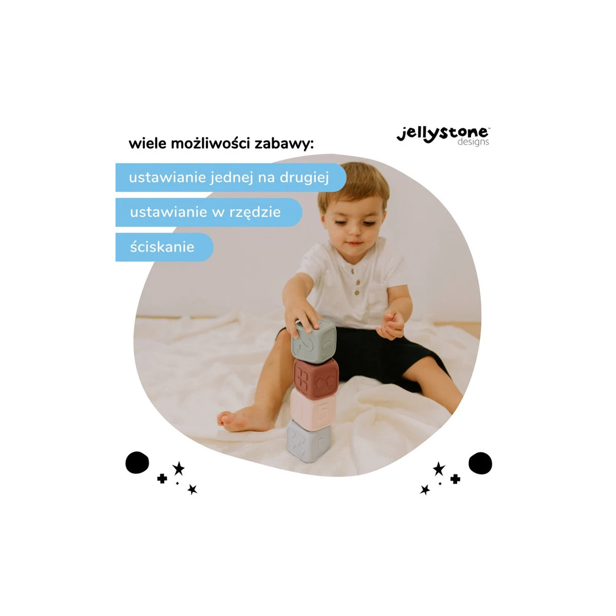 Kostki Edukacyjne, szałwia i jagoda, Jellystone Designs | Pan Piksel
