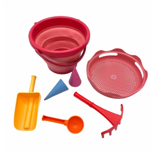 Zestaw zabawek do piaskownicy, 7 szt., koralowy, compacToys | Pan Piksel