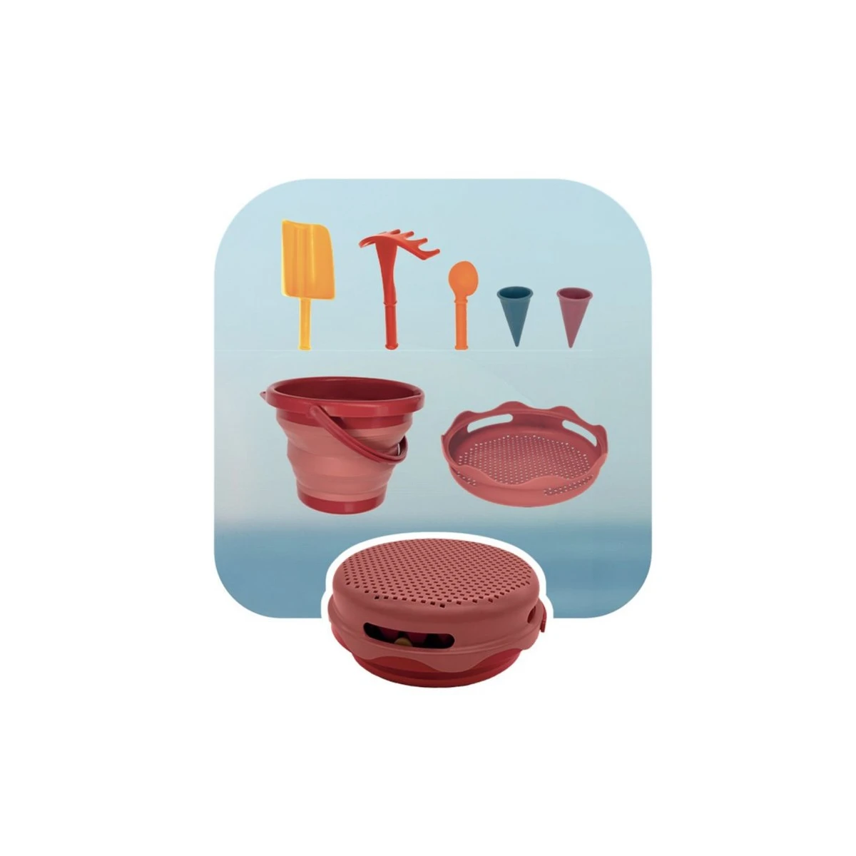Zestaw zabawek do piaskownicy, 7 szt., koralowy, compacToys | Pan Piksel