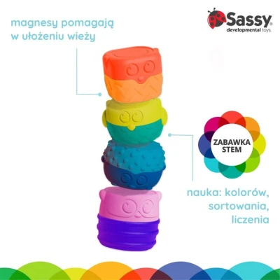 Zabawka STEM: Magnetyczni kumple, 4 szt., 6 m+, Sassy | Pan Piksel