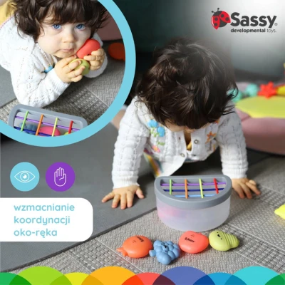Zabawka STEM: sorter kubeczek z owocami, 6 mies.+, Sassy | Pan Piksel