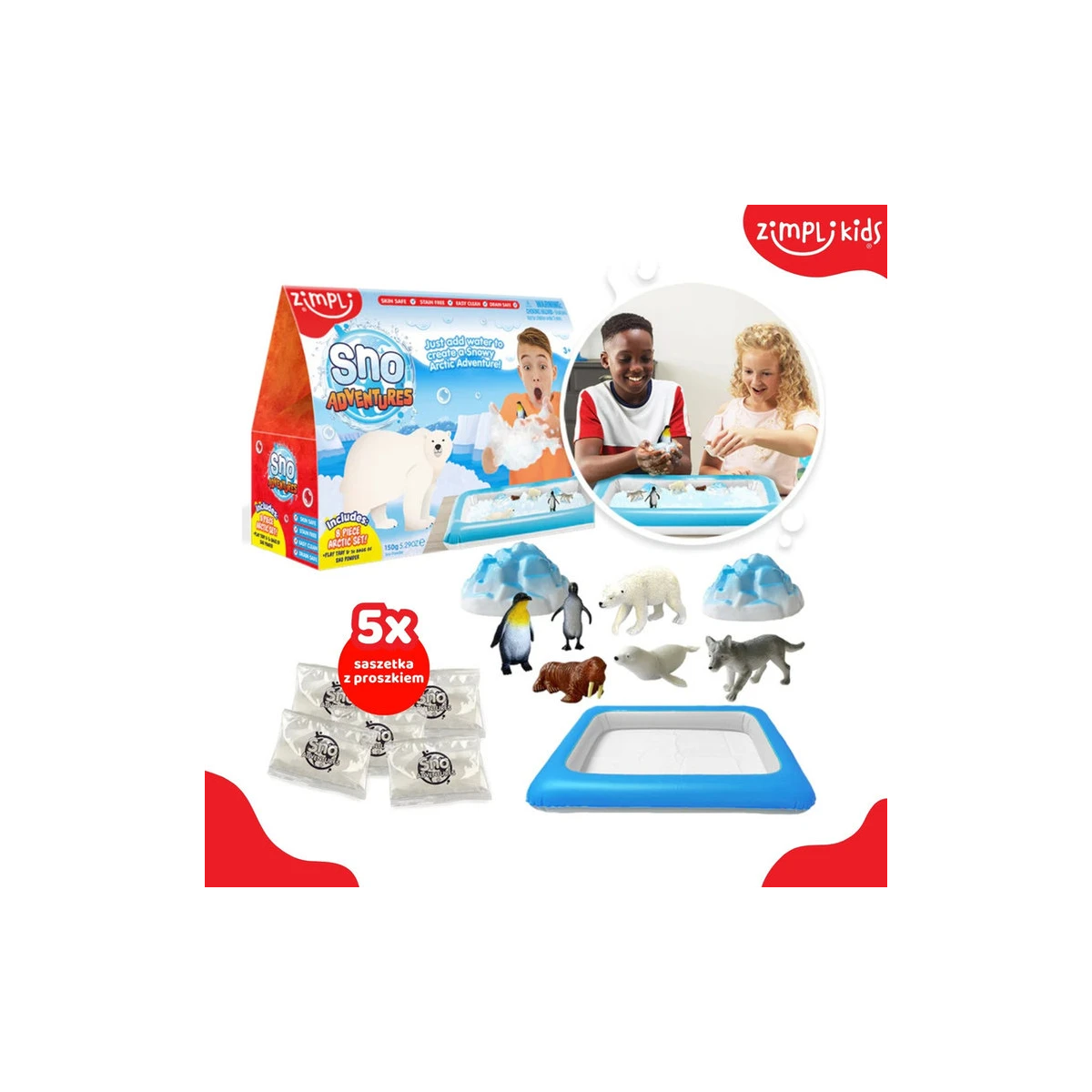 Zestaw do tworzenia śniegu z figurkami i tacą Sno World Arctic Adventure 3+, Zimpli Kids | Pan Piksel