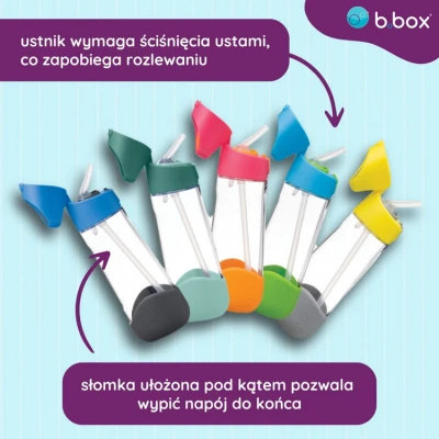 Butelka na wodę tritanowa ze słomką 600ml Lemon Sherbet b.box | Pan Piksel