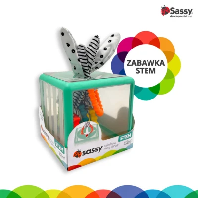 Manipulacyjna kostka sensoryczna Montessori – elastyczna kostka sorter z krążkami, Sassy | Pan Piksel