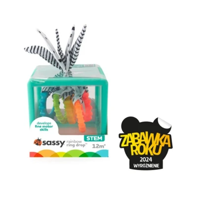 Manipulacyjna kostka sensoryczna Montessori – elastyczna kostka sorter z krążkami, Sassy | Pan Piksel