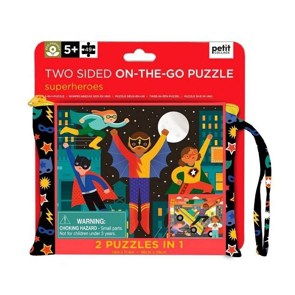 Petit Collage Puzzle Dwustronne w Torebce 49 el. Superbohaterowie | Pan Piksel