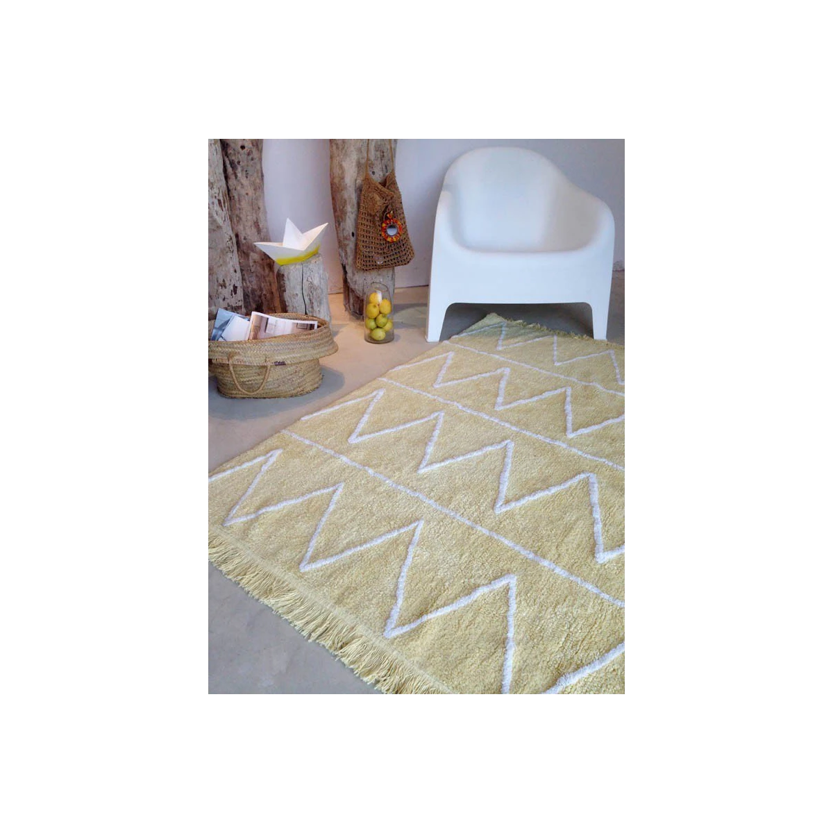 Lorena Canals Dywan bawełniany Hippy Yellow 120 x 160 cm | Pan Piksel