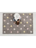 Lorena Canals Dywan bawełniany Tricolor Star Gris/Rosa 120 x 160 cm | Pan Piksel