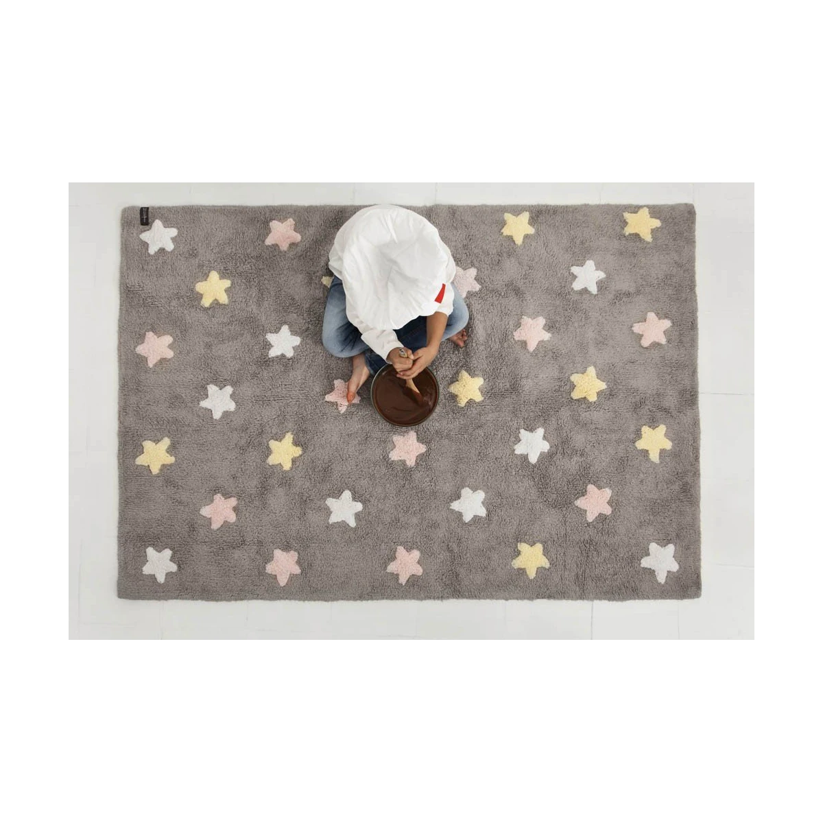 Lorena Canals Dywan bawełniany Tricolor Star Gris/Rosa 120 x 160 cm | Pan Piksel
