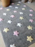 Lorena Canals Dywan bawełniany Tricolor Star Gris/Rosa 120 x 160 cm | Pan Piksel