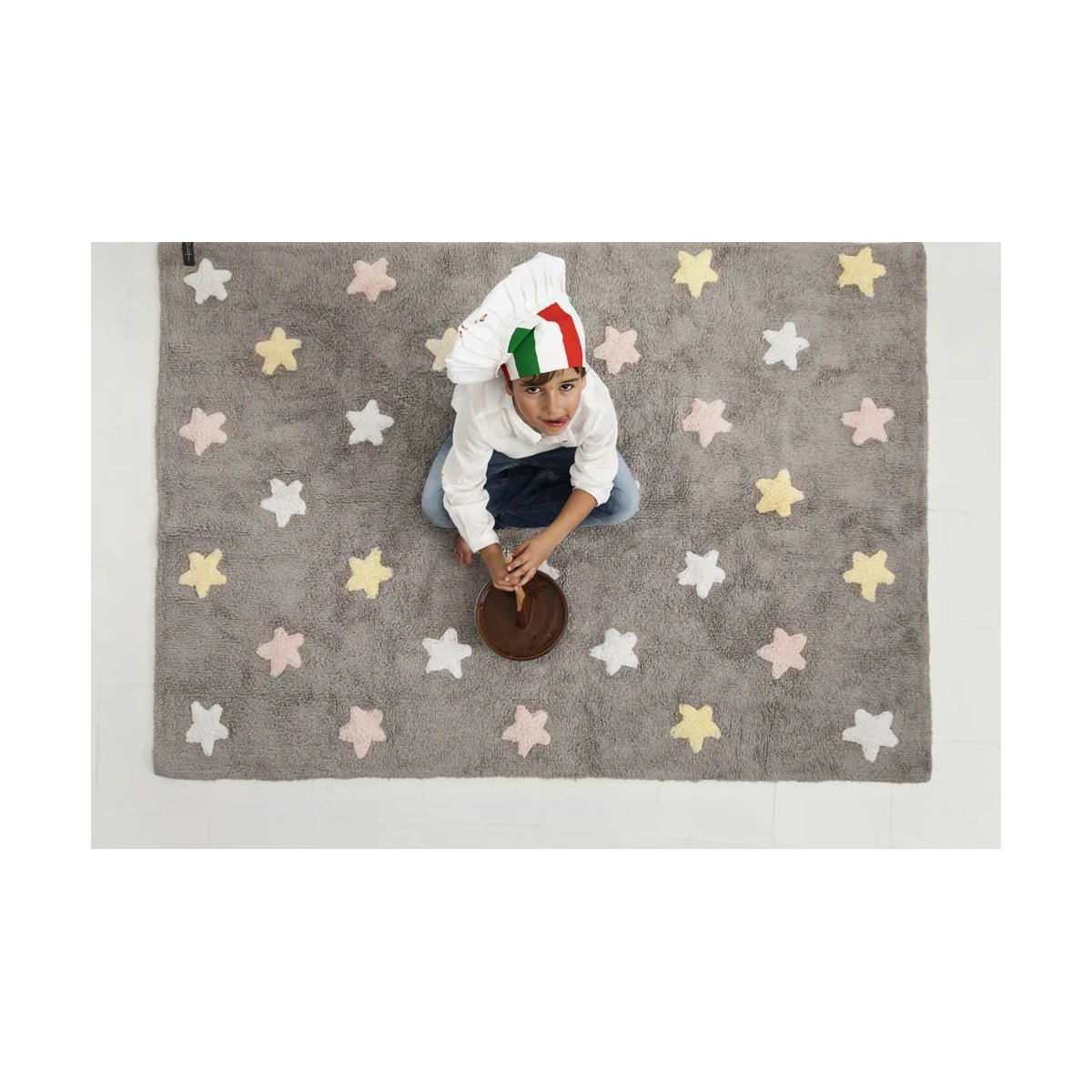 Lorena Canals Dywan bawełniany Tricolor Star Gris/Rosa 120 x 160 cm | Pan Piksel