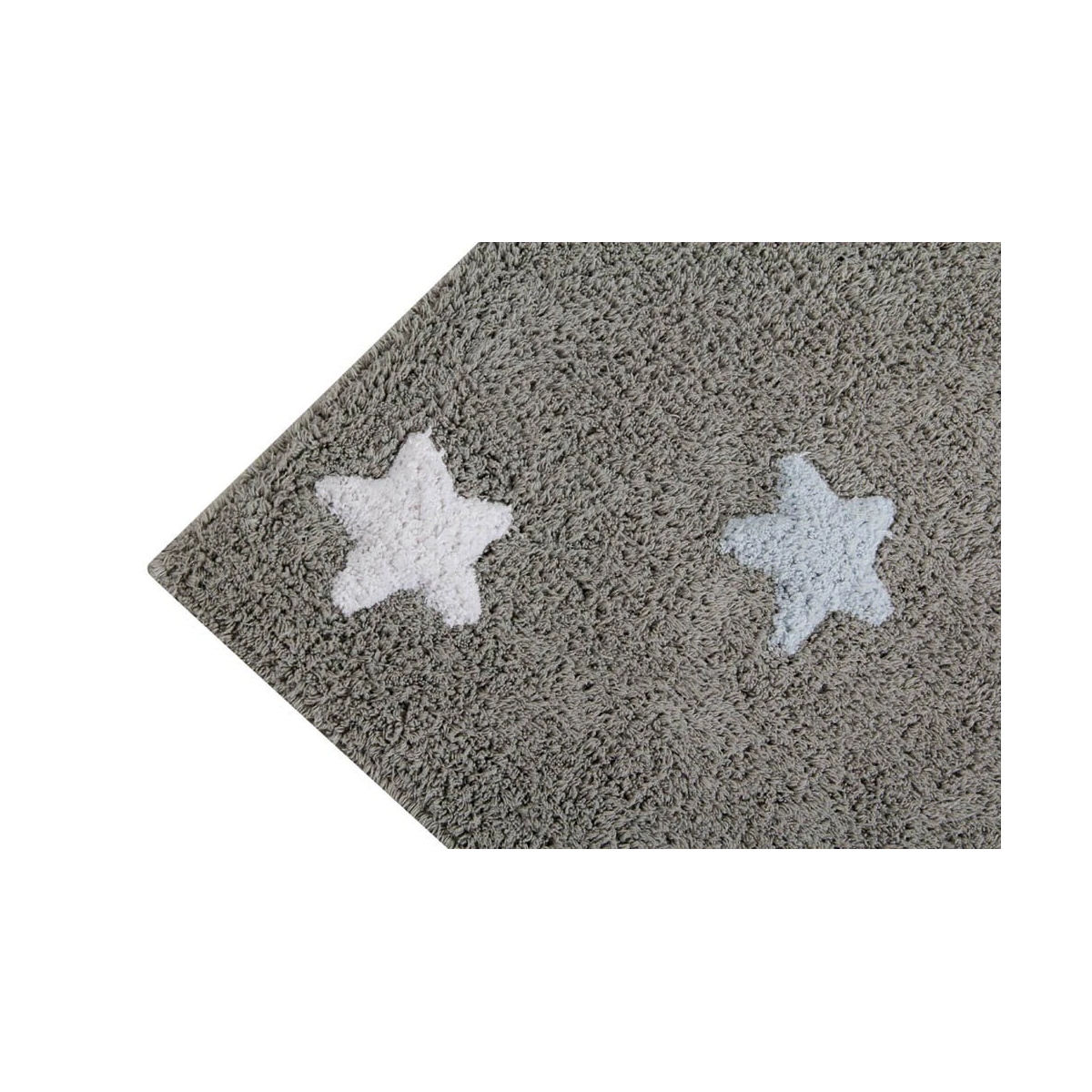 Lorena Canals Dywan bawełniany Tricolor Star Gris/Azul 120 x 160 cm | Pan Piksel