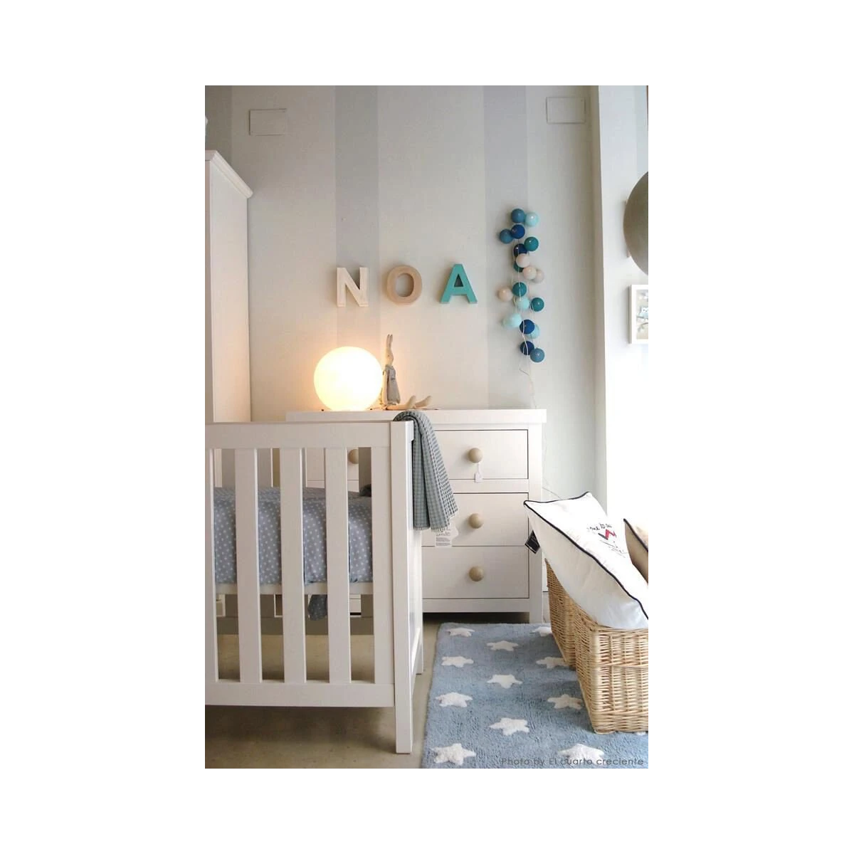 Lorena Canals Dywan bawełniany Blue Stars White 120 x 160 cm | Pan Piksel