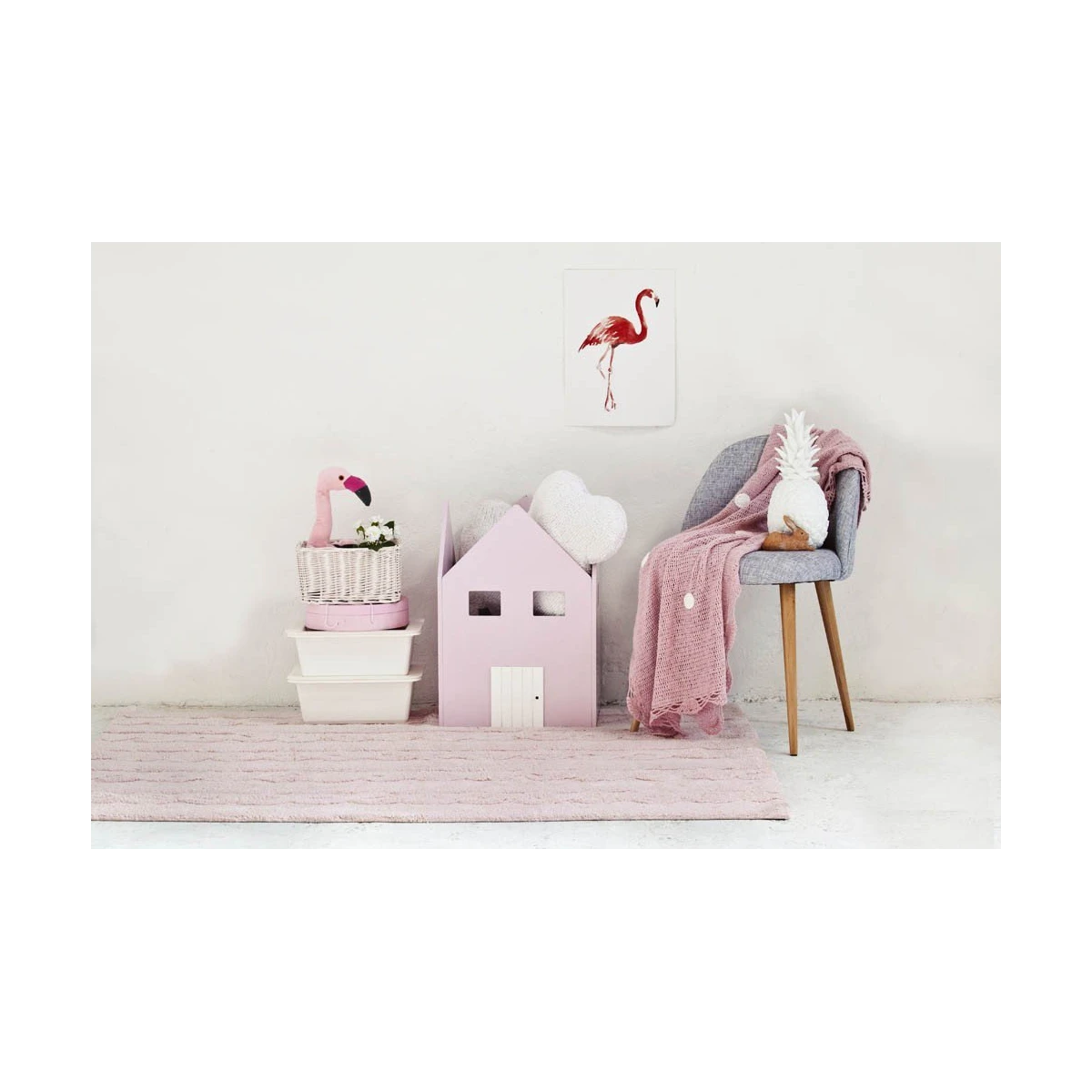 Lorena Canals Dywan bawełniany Trenzas Soft Pink 120 x 160 cm | Pan Piksel