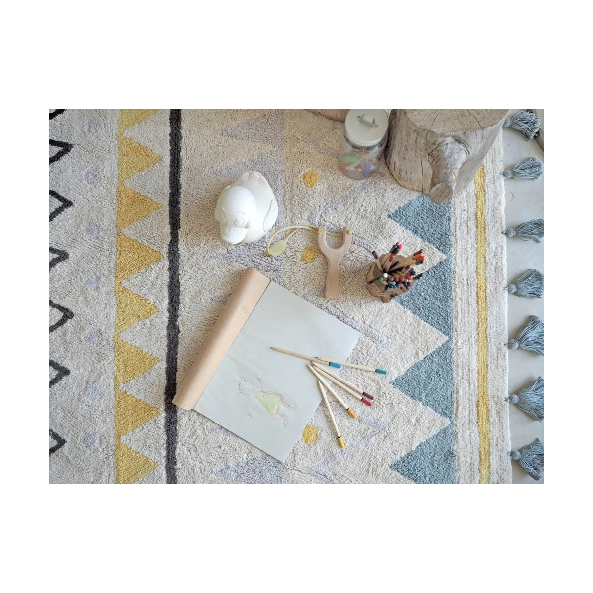 Dywan Azteca Natural Vintage Azul | Pan Piksel
