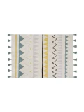 Lorena Canals Dywan bawełniany Azteca Natural Vintage Blue 140 x 200 cm | Pan Piksel