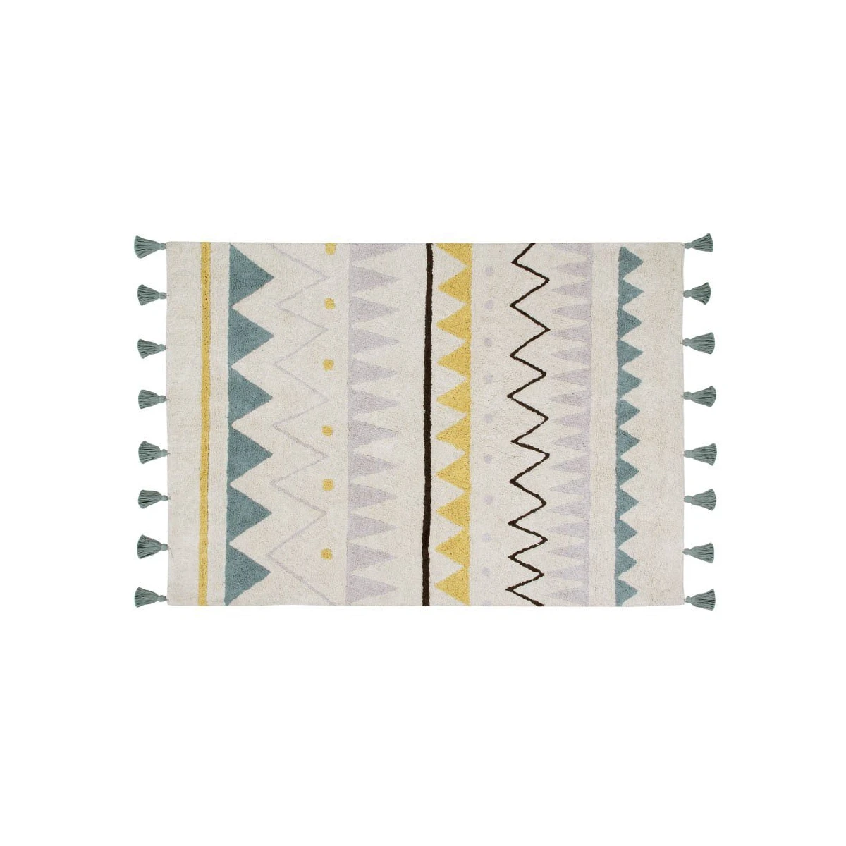 Lorena Canals Dywan bawełniany Azteca Natural Vintage Blue 140 x 200 cm | Pan Piksel