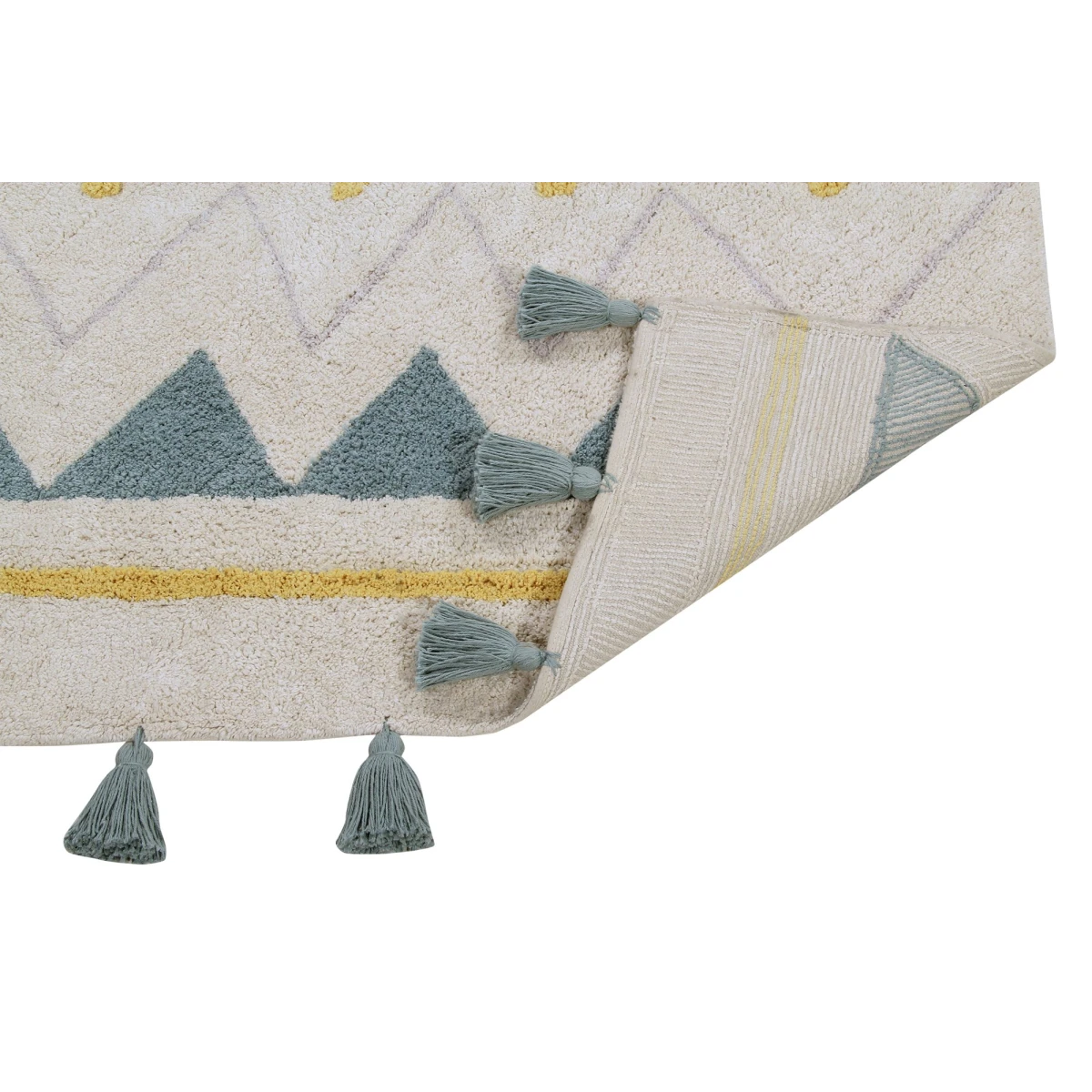Lorena Canals Dywan bawełniany Azteca Natural Vintage Blue 140 x 200 cm | Pan Piksel
