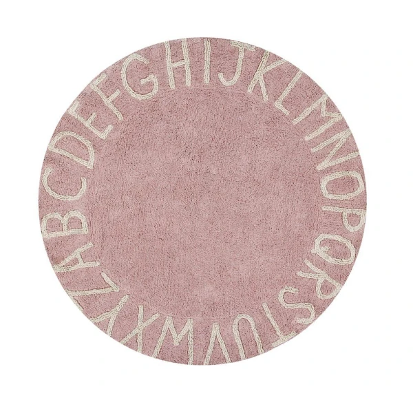 Dywan Bawełniany Round ABC Vintage Nude Natural Ø150 cm | Pan Piksel