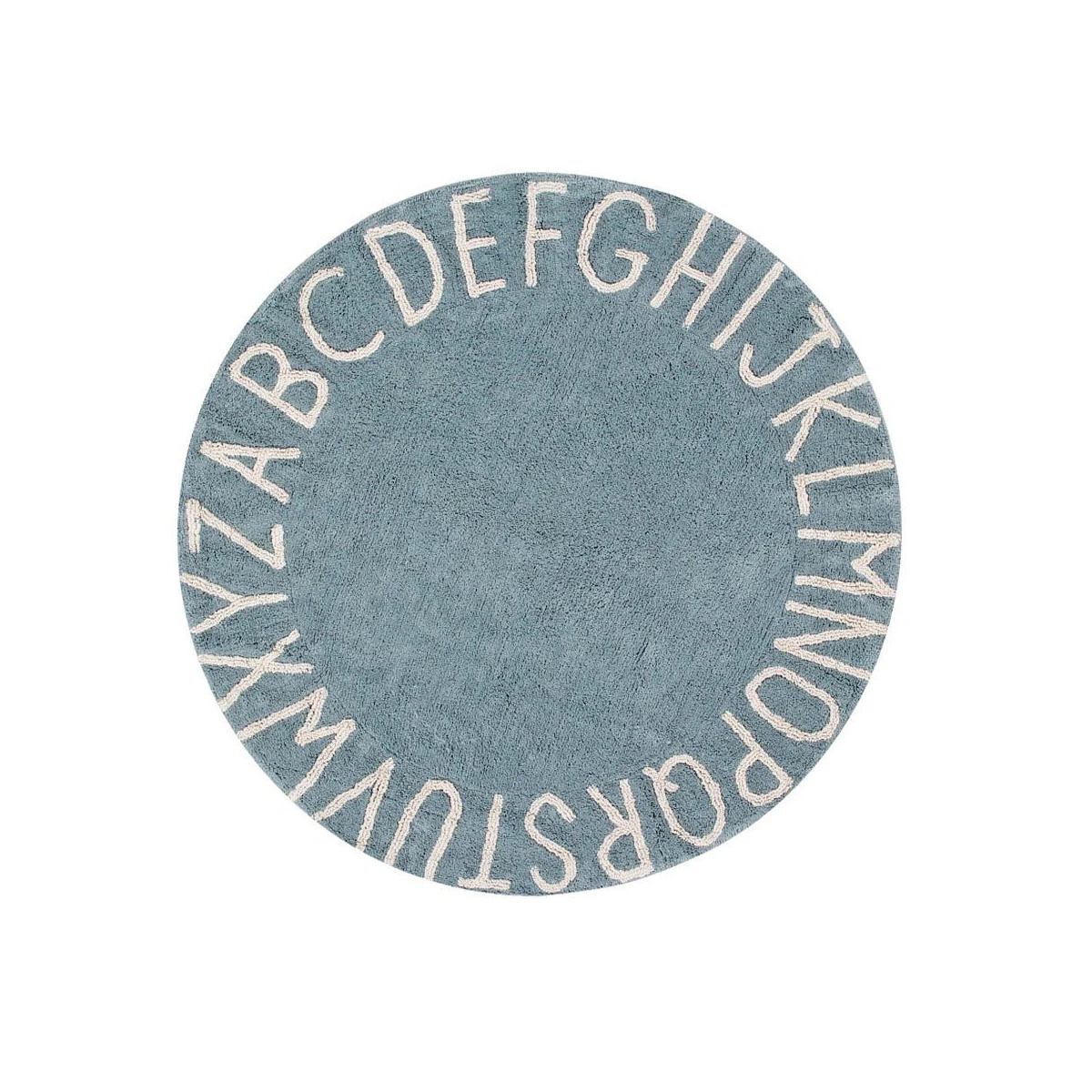Lorena Canals Dywan bawełniany Round ABC Vintage Azul Natural Ø 150 cm | Pan Piksel