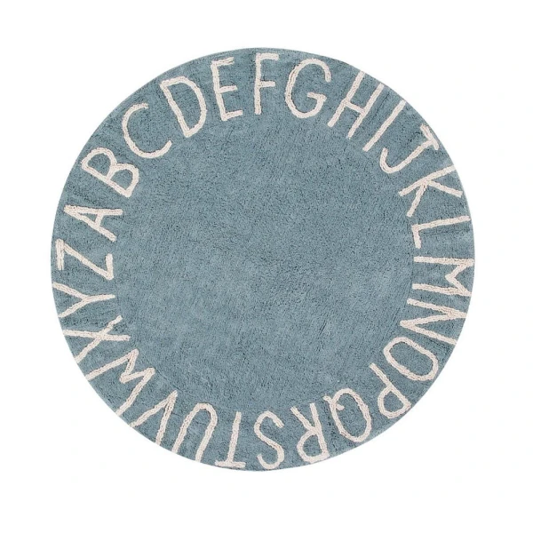 Lorena Canals Dywan bawełniany Round ABC Vintage Azul Natural Ø 150 cm | Pan Piksel