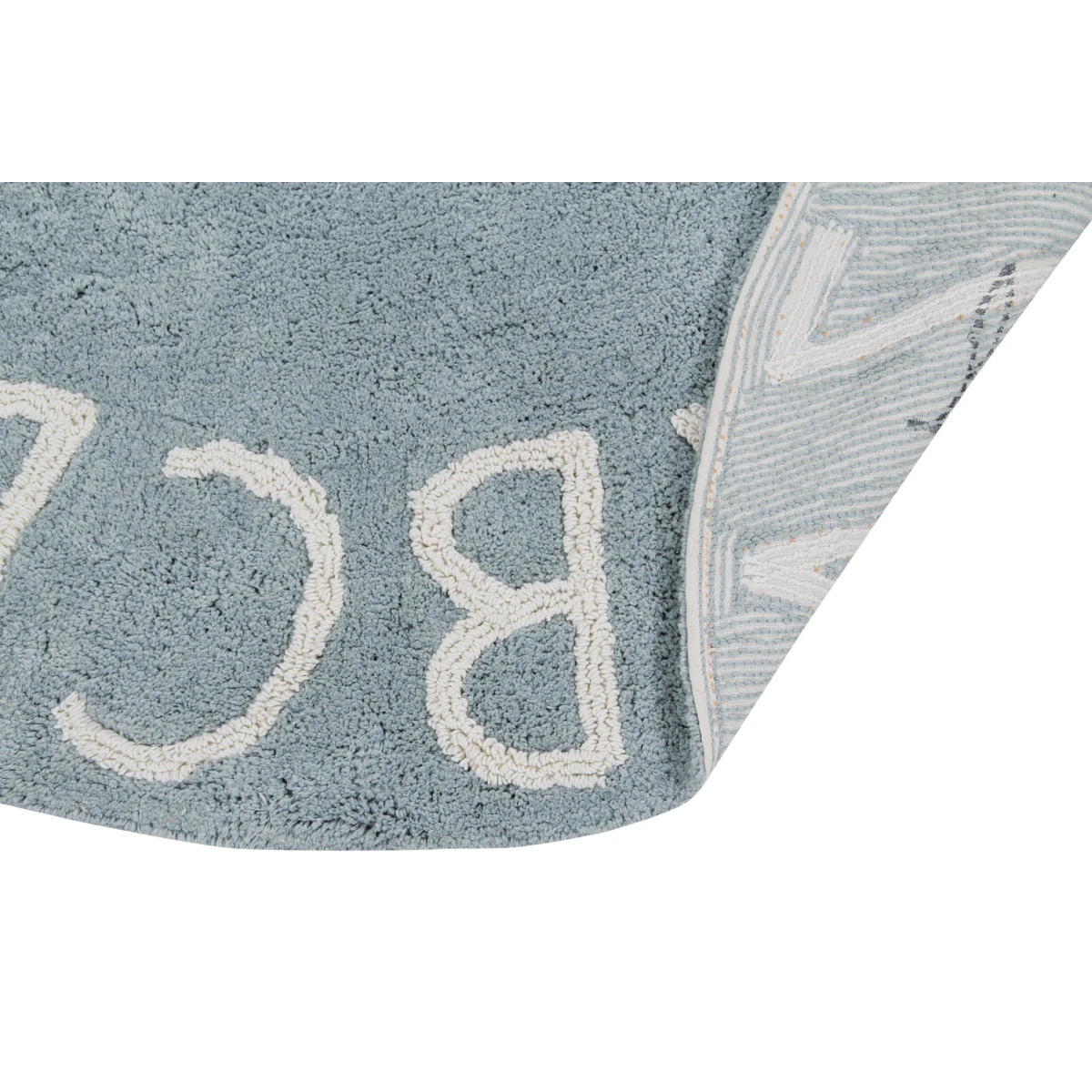 Lorena Canals Dywan bawełniany Round ABC Vintage Azul Natural Ø 150 cm | Pan Piksel