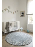 Lorena Canals Dywan bawełniany Round ABC Vintage Azul Natural Ø 150 cm | Pan Piksel
