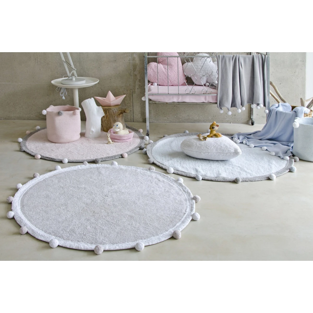 Lorena Canals Dywan bawełniany BUBBLY Soft Blue Ø 120 cm | Pan Piksel