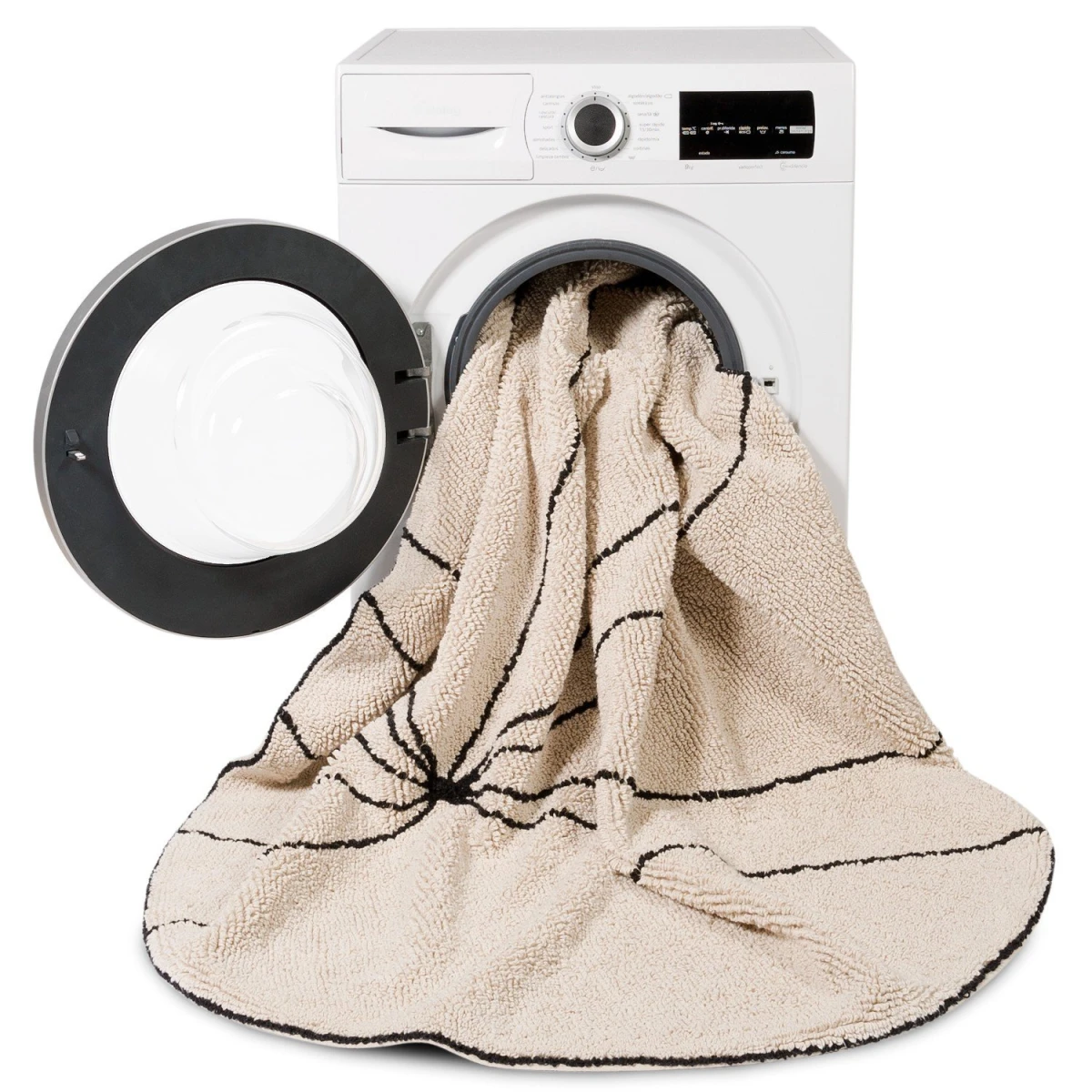 Lorena Canals Dywan bawełniany Trace Beige Ø 160 cm | Pan Piksel