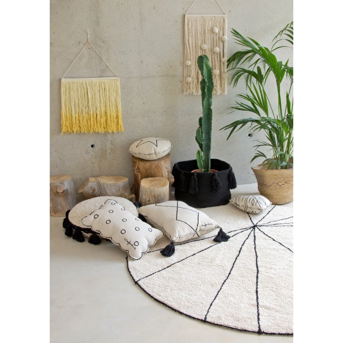 Lorena Canals Dywan bawełniany Trace Beige Ø 160 cm | Pan Piksel