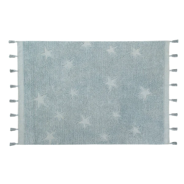 Lorena Canals Dywan bawełniany Hippy Stars Aqua Blue 120 x 175 cm | Pan Piksel