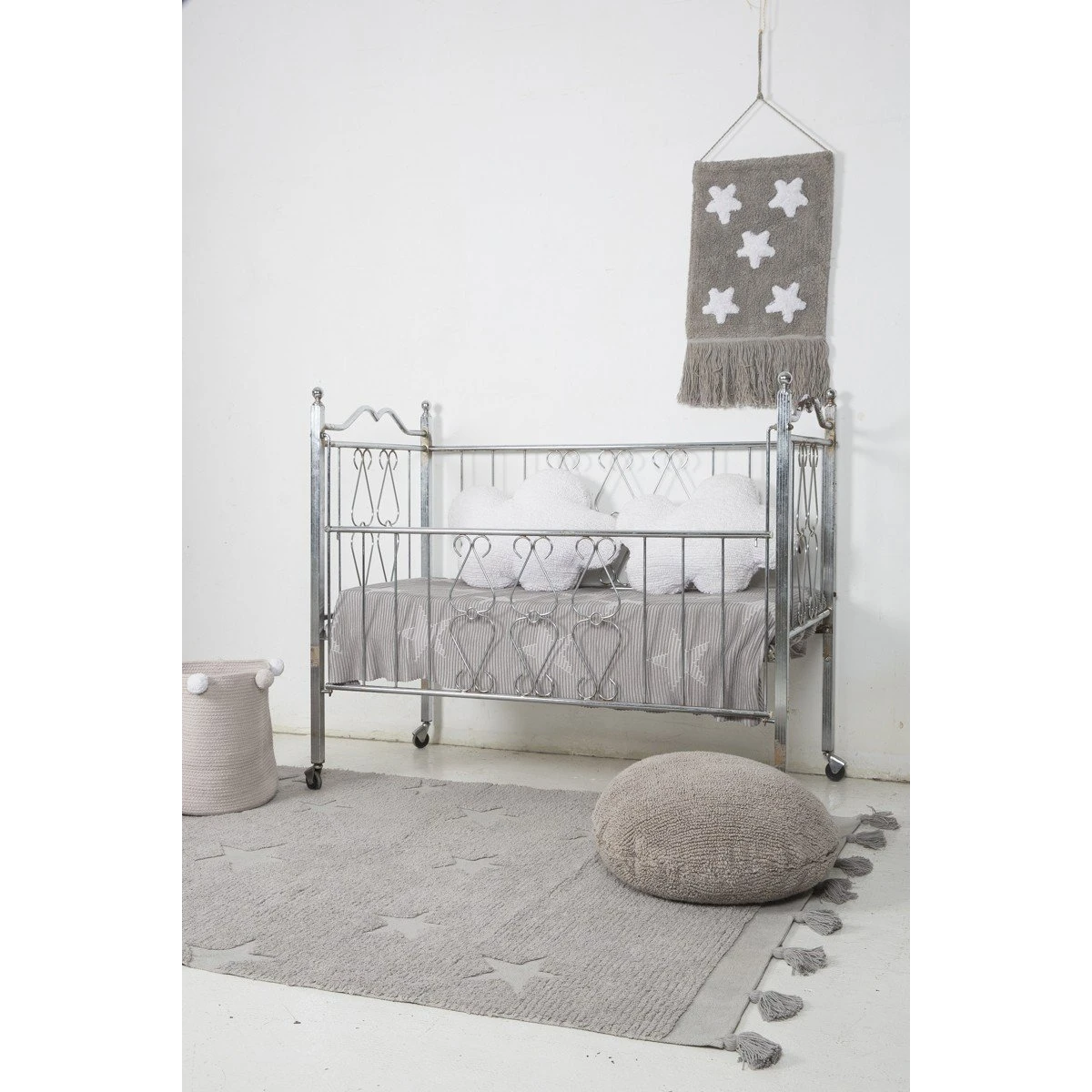 Lorena Canals Dywan bawełniany Hippy Stars Grey 120 x 175 cm | Pan Piksel