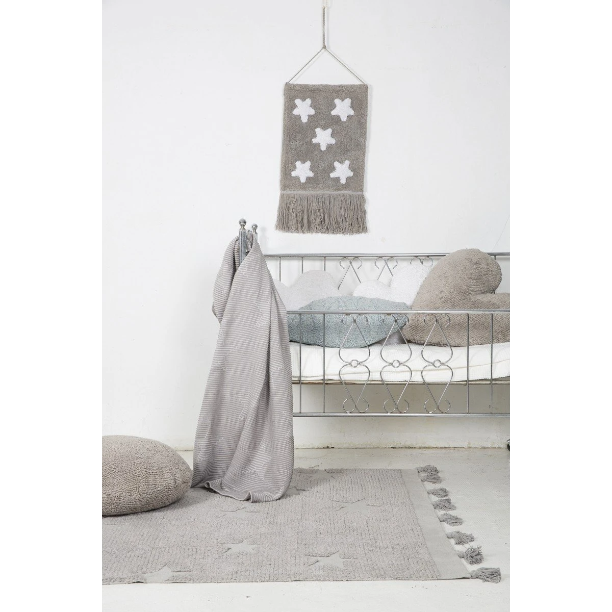 Lorena Canals Dywan bawełniany Hippy Stars Grey 120 x 175 cm | Pan Piksel