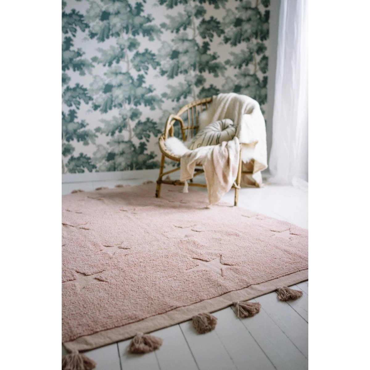 Lorena Canals Dywan bawełniany Hippy Stars Vintage Nude 120 x 175 cm | Pan Piksel