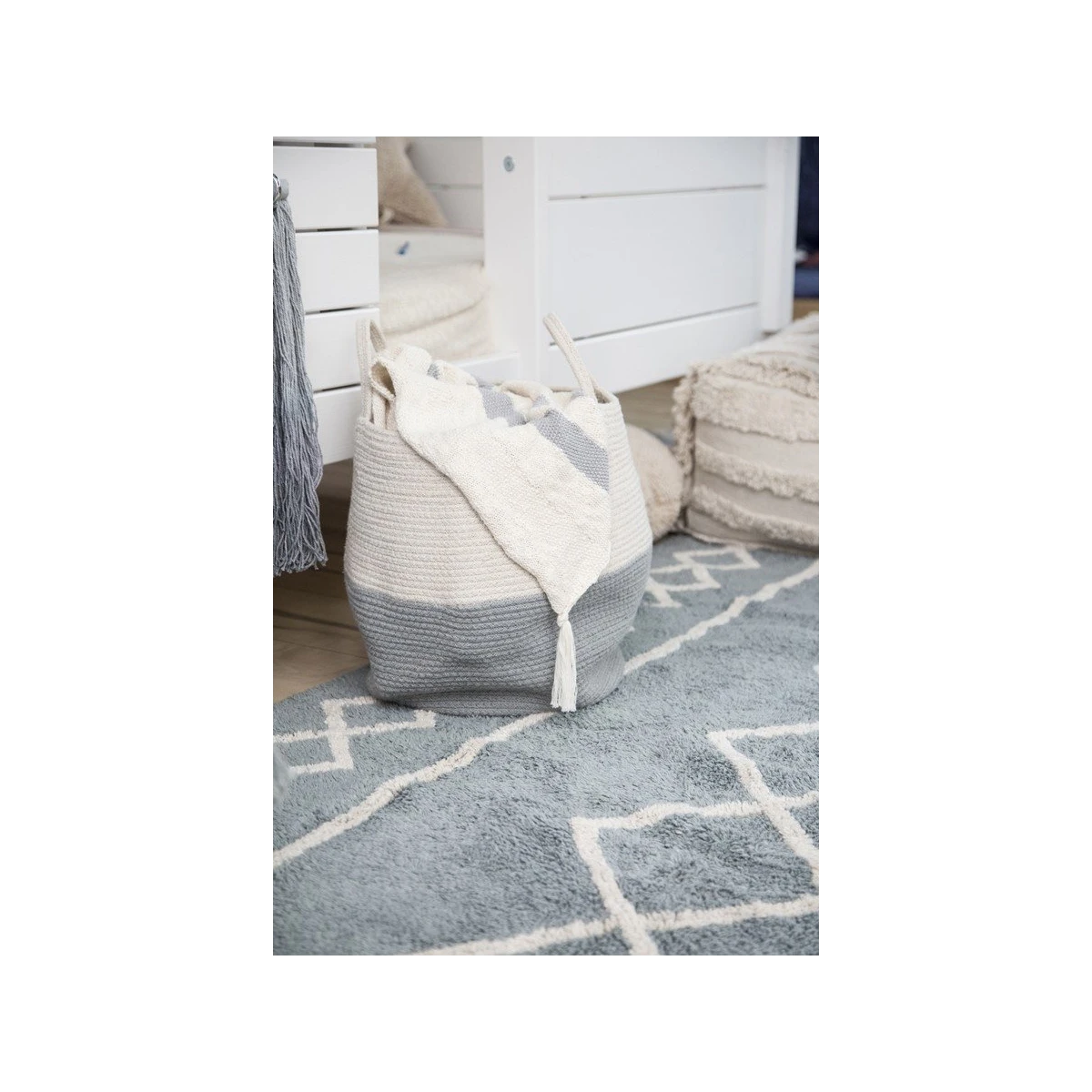 Lorena Canals Dywan bawełniany Oasis Vintage Blue Natural 120 x 160 cm | Pan Piksel