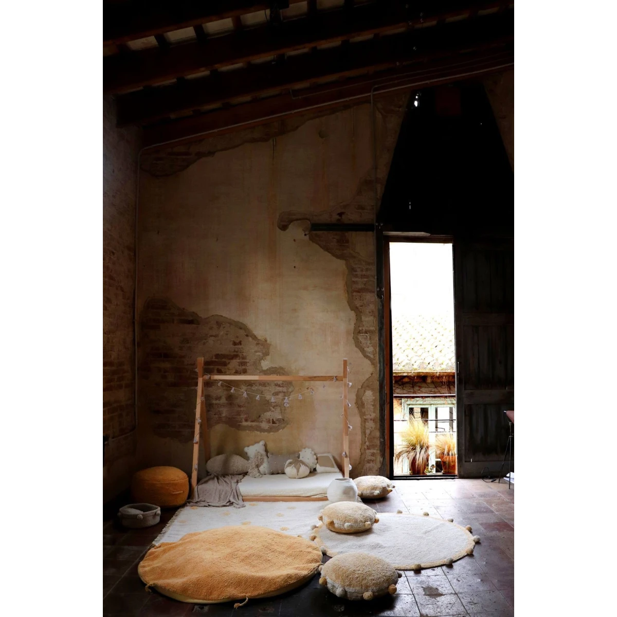 Lorena Canals Dywan bawełniany Hippy Dots Natural Honey 120 x 160 cm | Pan Piksel