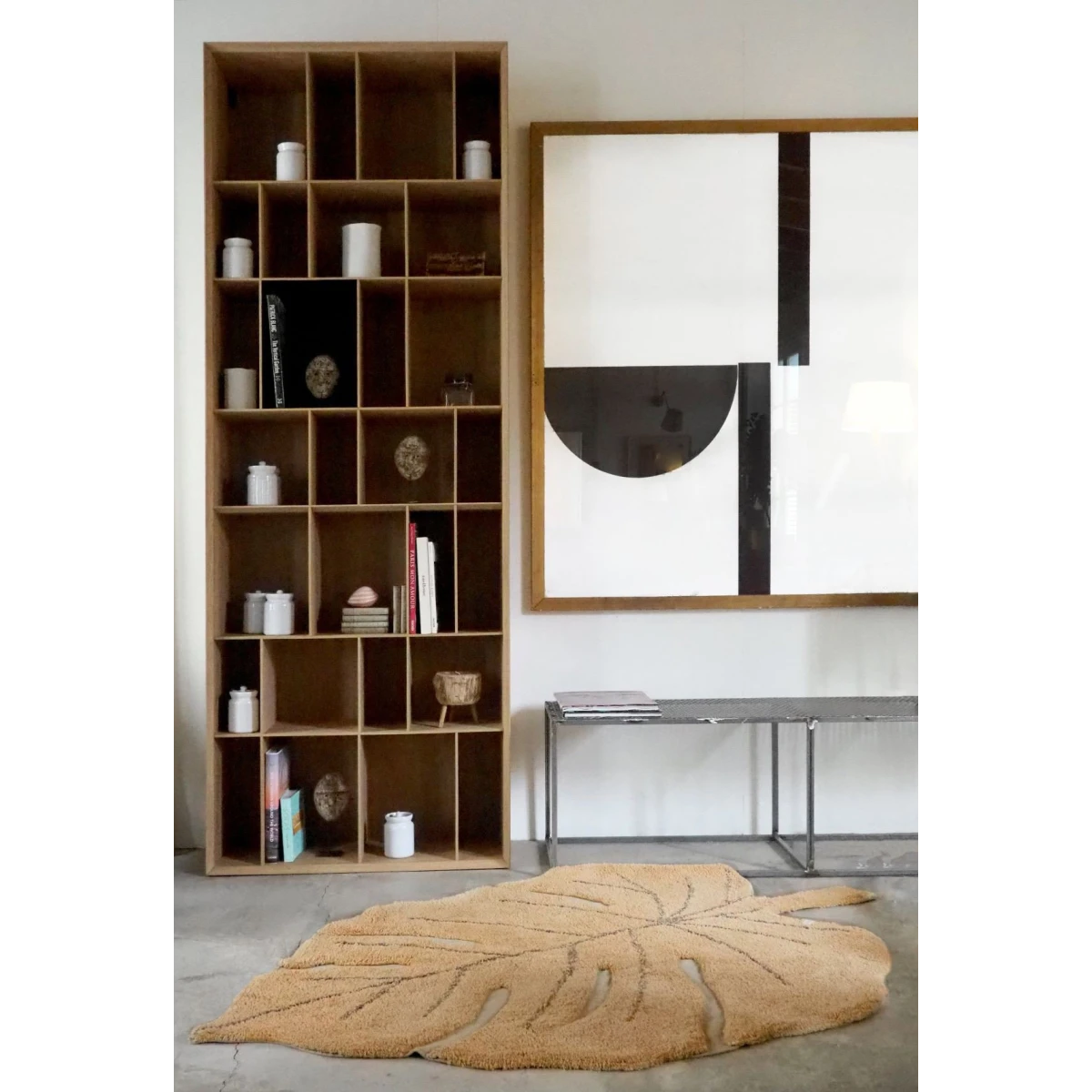 Lorena Canals Dywan bawełniany Monstera Honey 120 x 180 cm | Pan Piksel