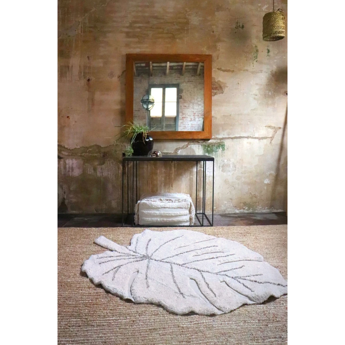 Lorena Canals Dywan bawełniany Monstera Natural 120 x 180 cm | Pan Piksel